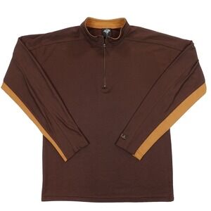 Prana 1/4 Zip Pullover Sweater Mens Large Brown Orange Lightweight Stretch
